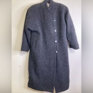 Hilda LTD  10O% PURE Wool Women’s Black Coat Sz M Long Trench Coat Lined